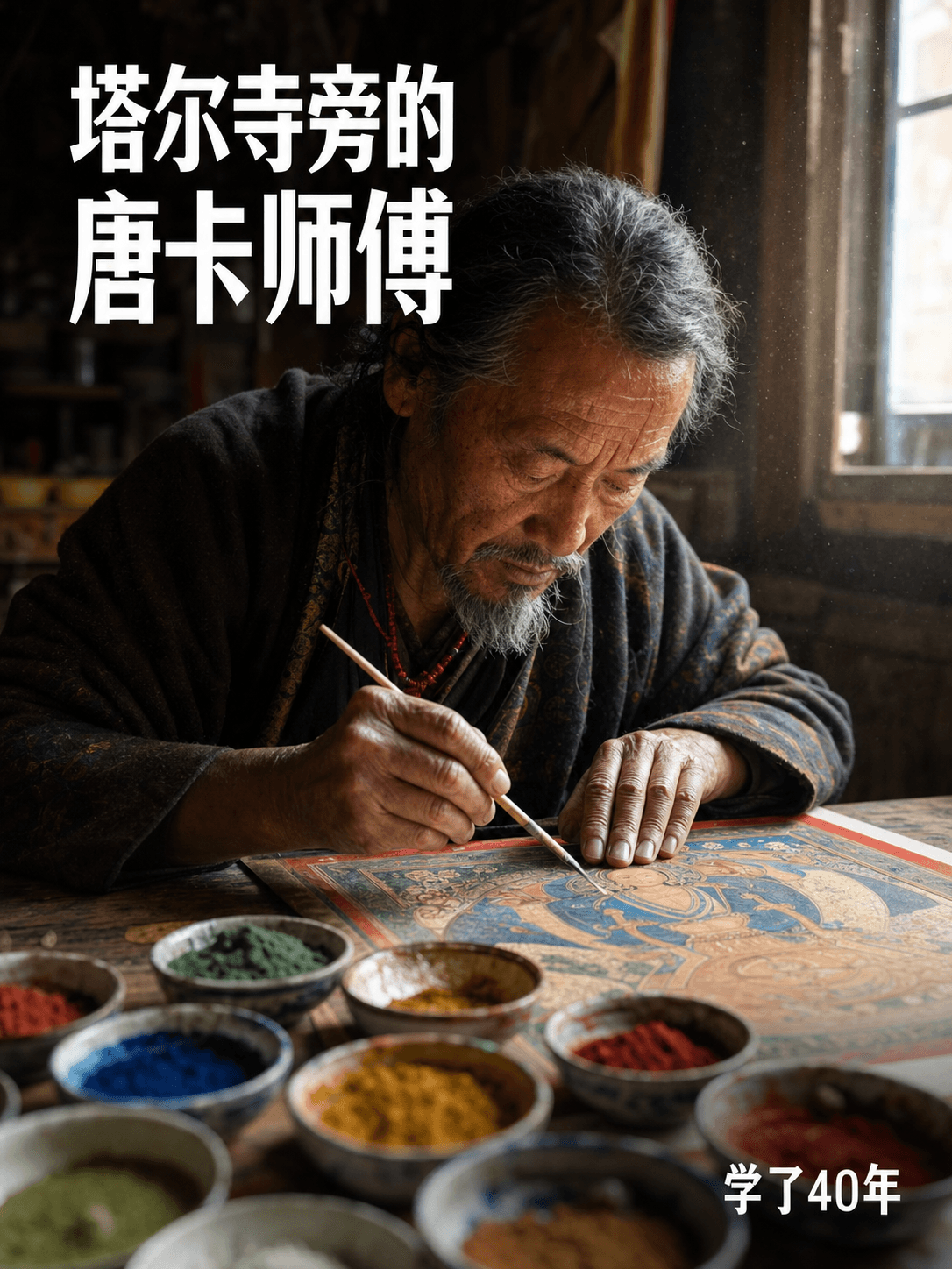 塔尔寺旁的唐卡师傅